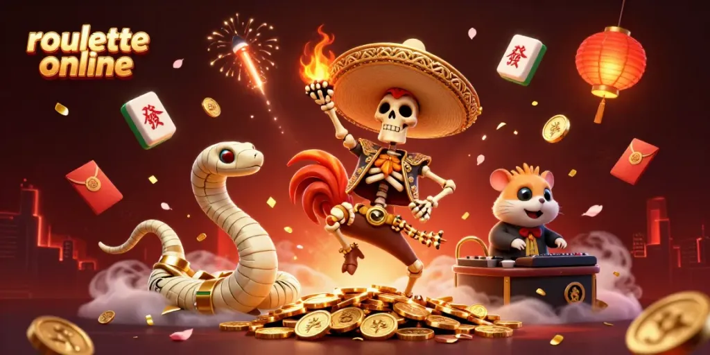 Experience thrilling roullete online action in this vibrant 3D casino scene filled with excitement and energy.