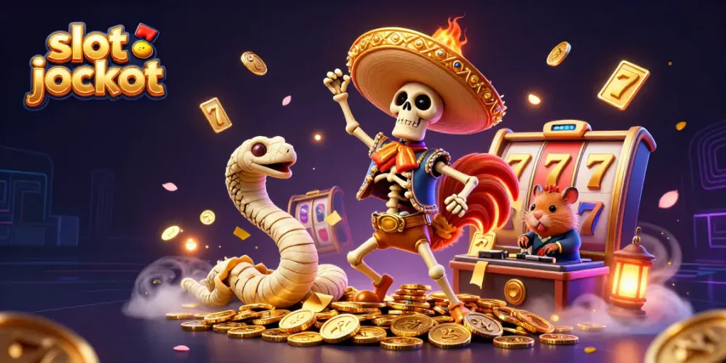 Experience the thrill of winning with slot jackpot amidst colorful slot reels and dynamic casino elements.